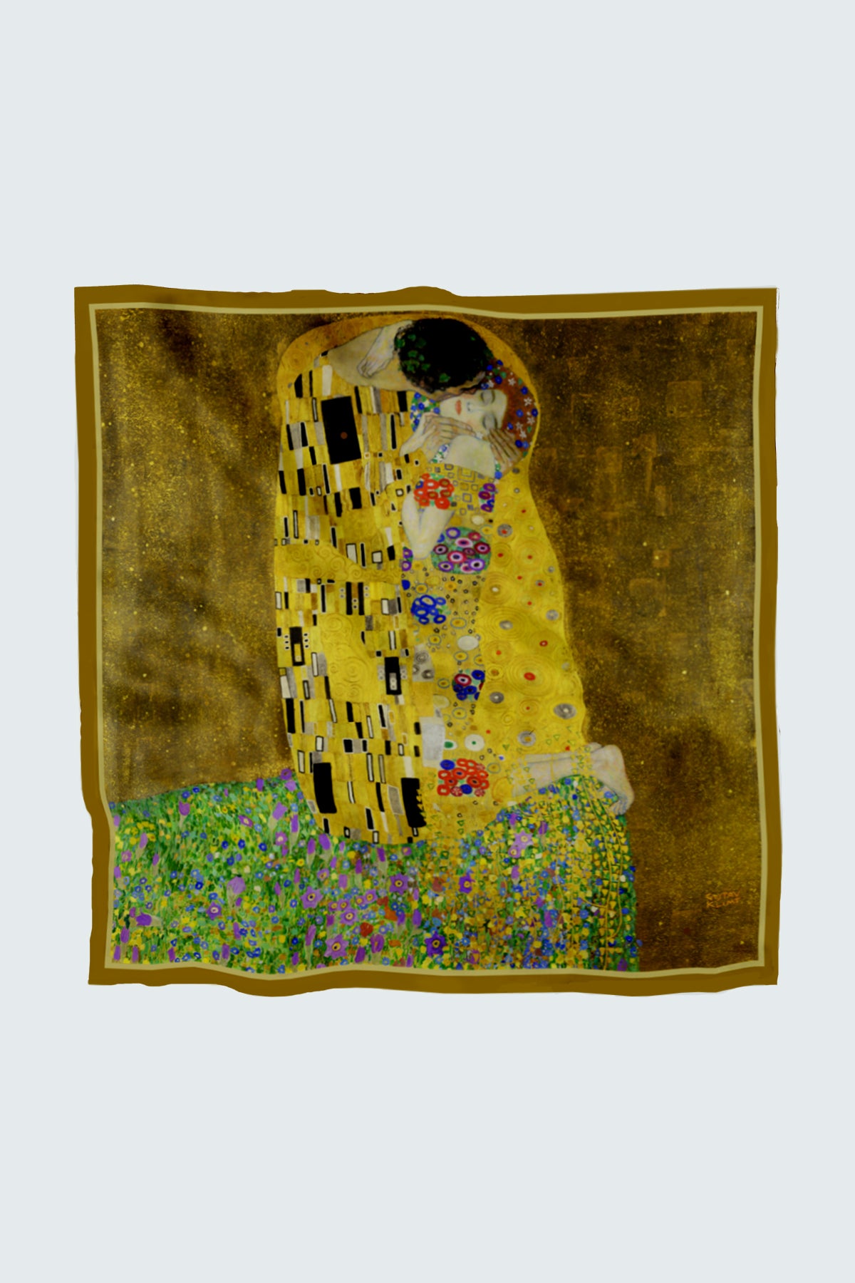 Striessnig wein replica Gustav Klimt (The Kiss) good 100% Silk Scarf SIGNED! 36”x34”