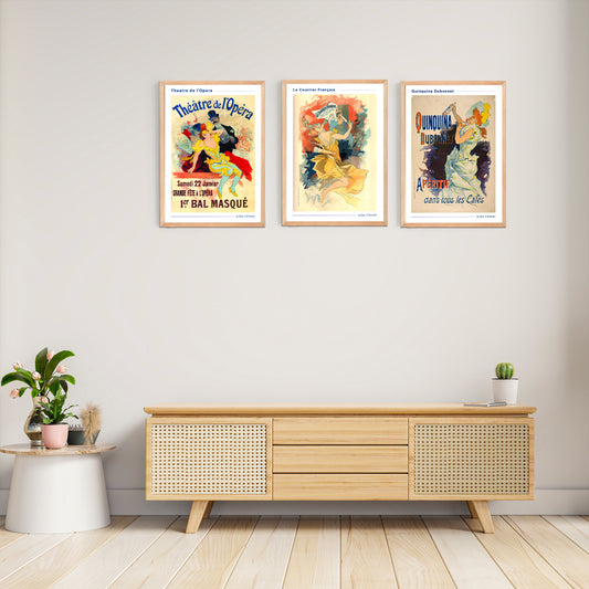 Jules Cheret 3'lü Çerçeveli Kanvas Set