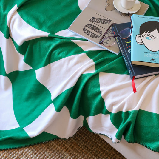 Spiral Green Fleece TV Blanket