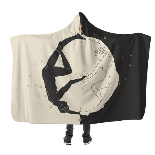Yin Yang Lovers Hooded Blanket