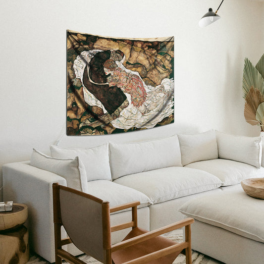 Death and Girl, Egon Schiele 1915-Death and Girl Wall Covering 150x120 cm