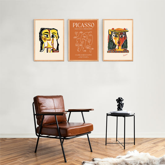 3'lü Pablo Picasso Ahşap Kanvas Tablo Seti 30x42 cm