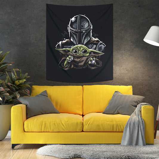 Mandalorian &amp; Baby Yoda-Star Wars Wall Covering-130x150 cm