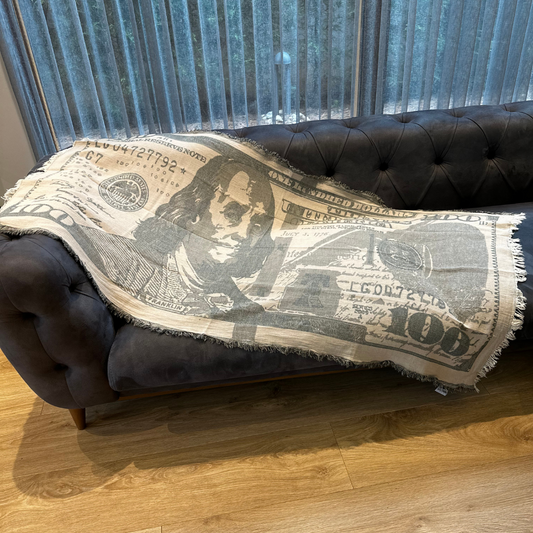 Benjamin Franklin Cotton Woven Blanket-180x100cm 