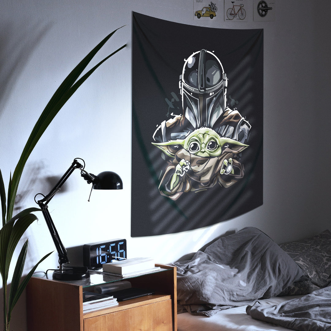 Mandalorian & Baby Yoda-Star Wars Duvar Örtüsü-130x150 cm