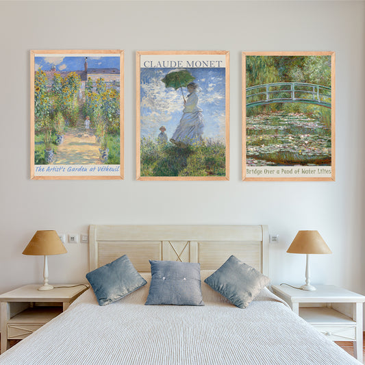 3'lü Claude Monet Tablo Seti 30x42 cm