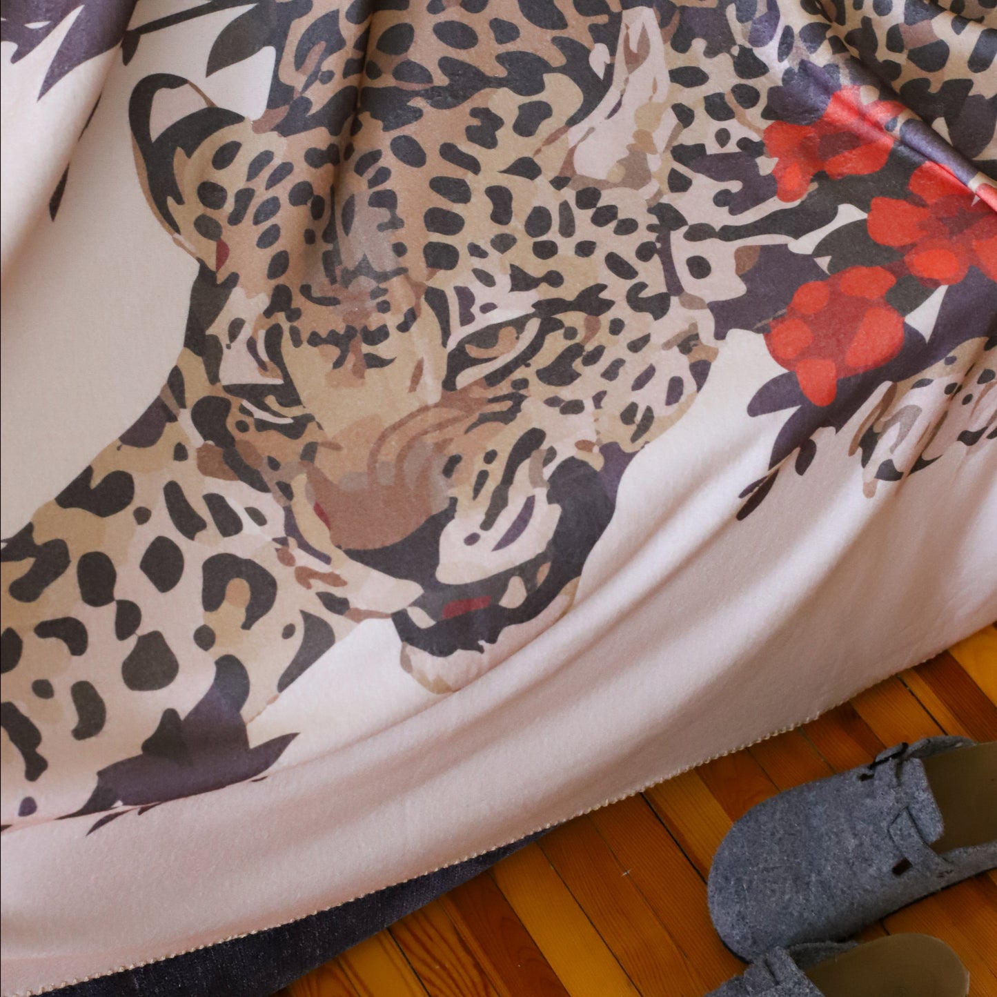 Tiger With Rose Fleece TV Blanket