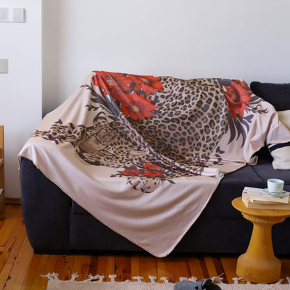 Tiger With Rose Fleece TV Blanket