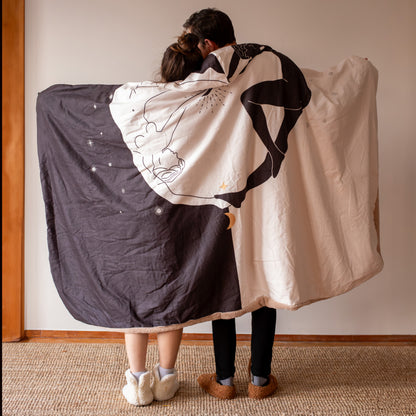 Yin Yang Lovers Hooded Blanket
