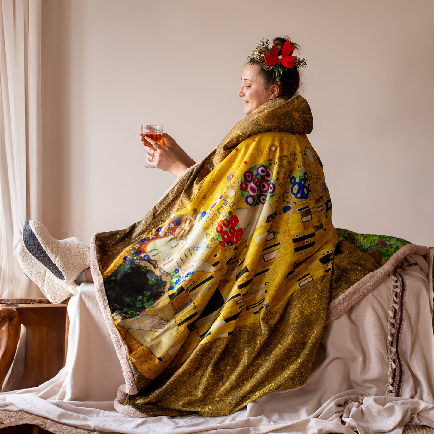 The Kiss Gustav Klimt Hooded Blanket