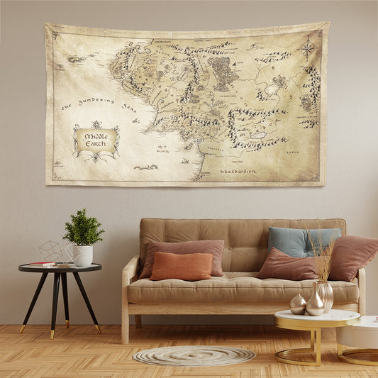 Lord Of The Ring Middle Earth World Map- Yüzüklerin Efendisi Orta Dünya Haritası Duvar Örtüsü 135 x 80 cm