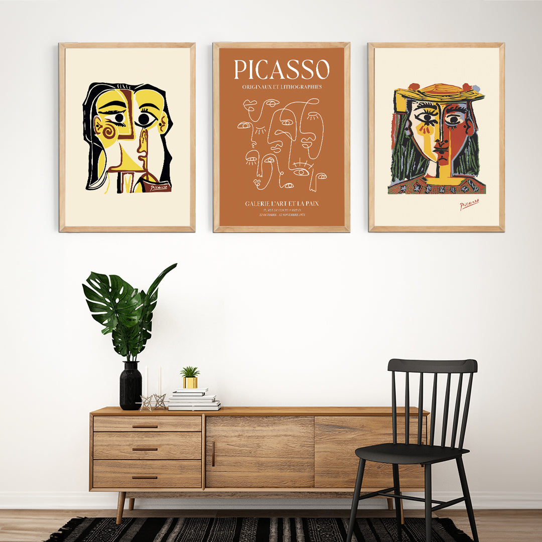 Pablo Picasso Ahşap 3'lü Kanvas Tablo Seti 30x42 cm