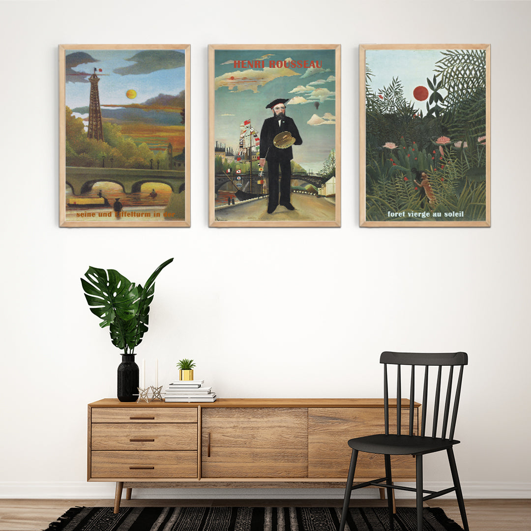 Henri Rousseau Portre 3'lü Kanvas Set