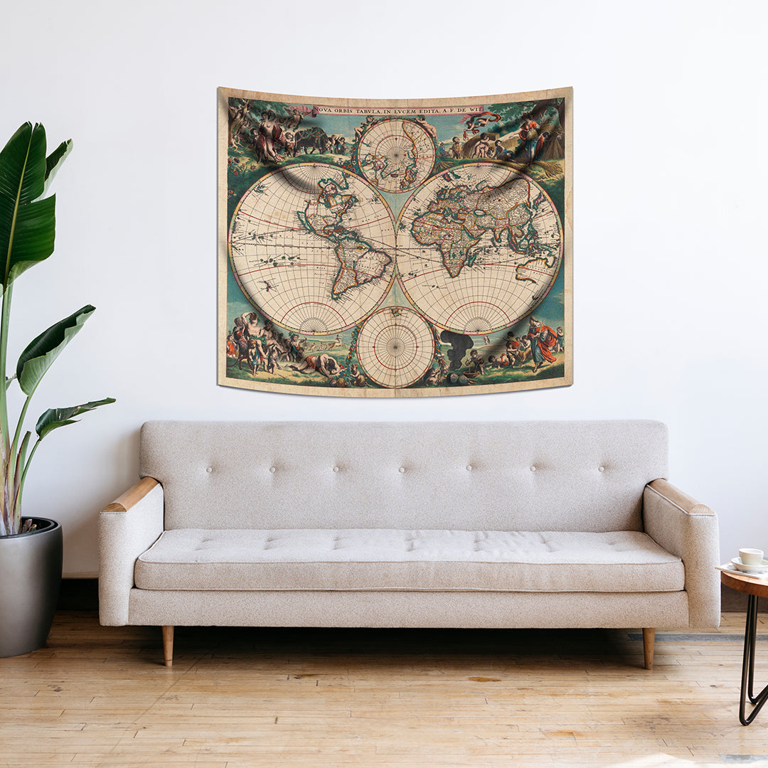 World Map-Nova Orbis Tabula Duvar Örtüsü