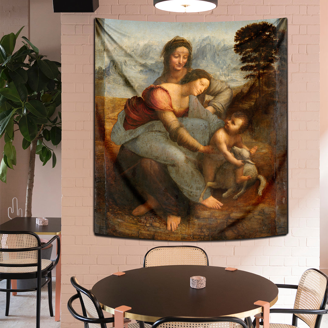 Virgin and Child with St Anne Duvar Örtüsü - 130cm x 150cm