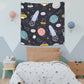 Space - Uzay - 130cm x 130cm - Duvar Örtüsü - Çocuk Odası