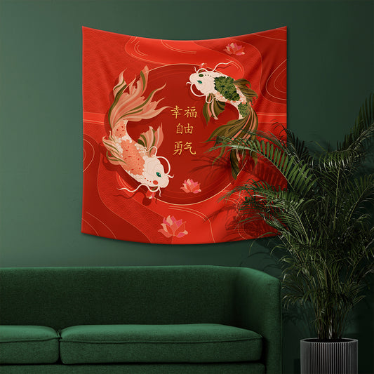 Yin Yang Koi Wall Covering - 130cm x 130cm, 70cm x 70cm