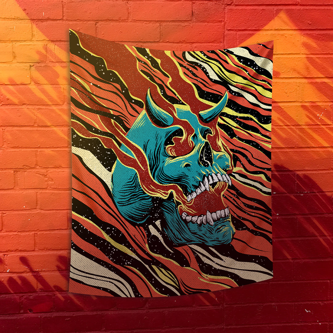 Devil Skull - Şeytan Kafatası - Duvar Örtüsü - 130cm x 150cm